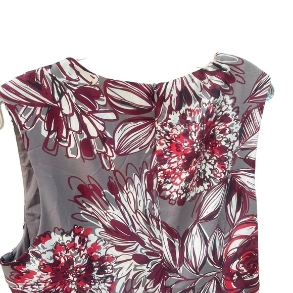 Trina Turk Spellbound Floral Haze Silky Shift Red Gray Dress Plus Size 14 - Picture 4 of 7